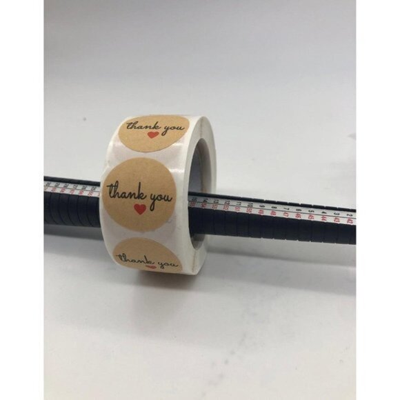 Thank You Stickers Kraft Paper with Red Heart 500p - Picture 4 of 4